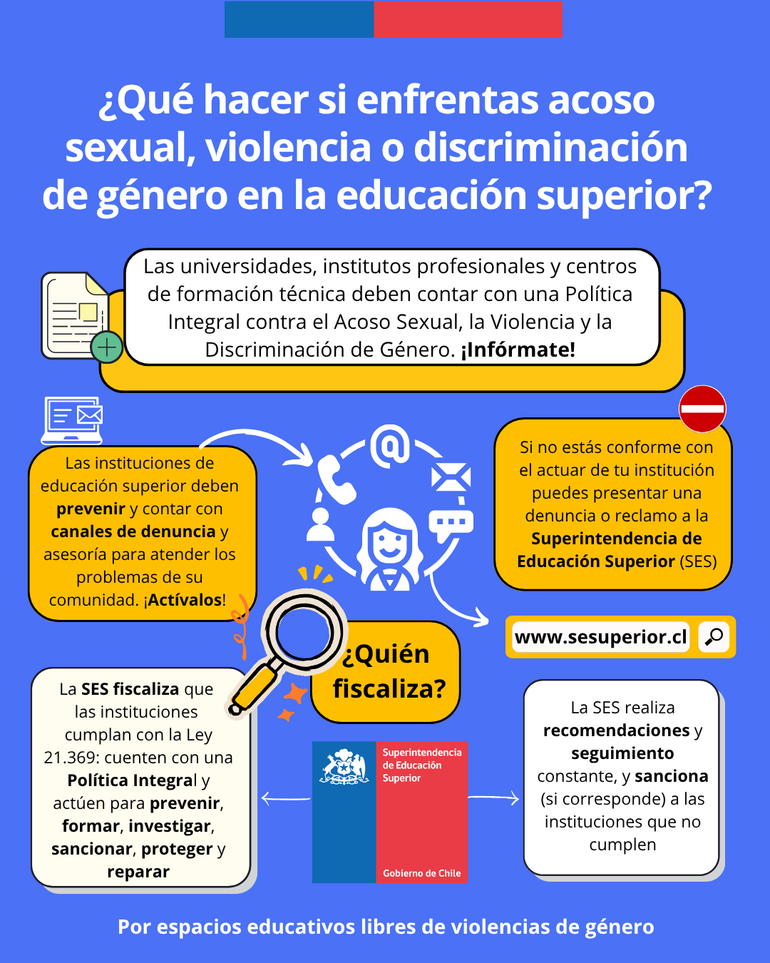 Infografía sobre el rol de la Superintendencia de Educación Superior en la Ley 21.369